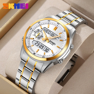 SKMEI 2284 Fashion Men's Dual Steel Band Watch Luminous Multifunctional