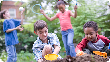 Children engaging in healthy outdoor activities without mobile screens
