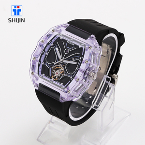 Hot Sales 316L Stainless Steel Case Alarm Watch Transparent Mechanical Watches Hangzhou 1C07D Automatic Watch